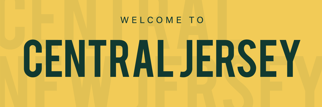 discover central new jersey yellow banner with green type that reads welcome to central new jersey